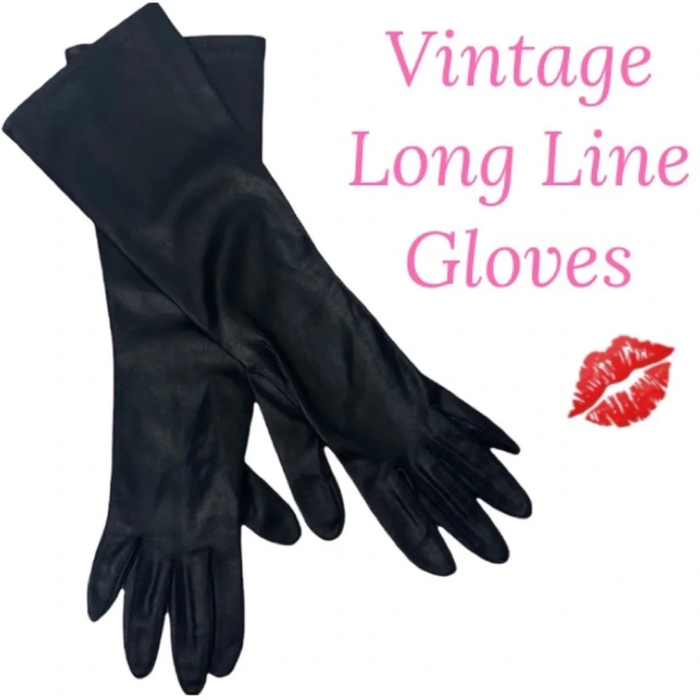 Long Length Gloves Black Vintage Dress Gloves Victorian Edwardian Audrey Hepburn